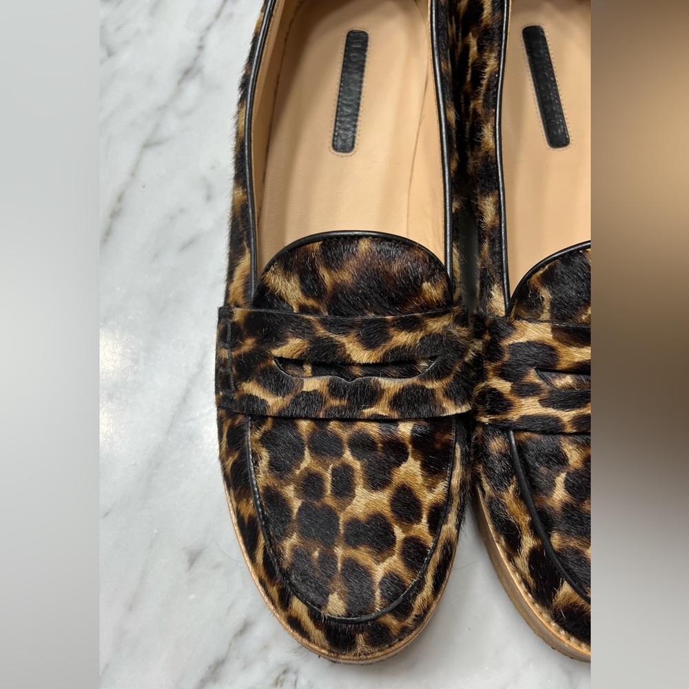 Longchamp Calf Hair Animal Print Penny Loafer size 38 Le Pliage Women - Picture 10 of 11